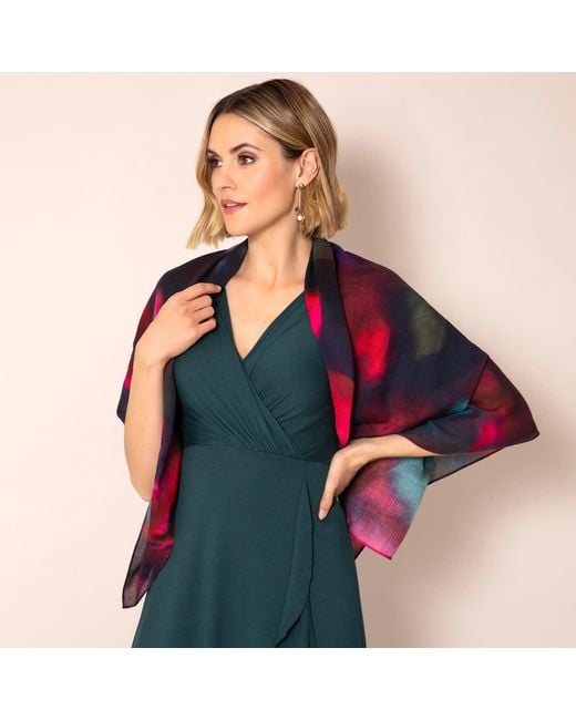 Alie Street London Red Leoni Silk Wool Scarf Moonlit Florals