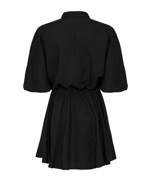 Nocturne Black Linen Shirt Dress