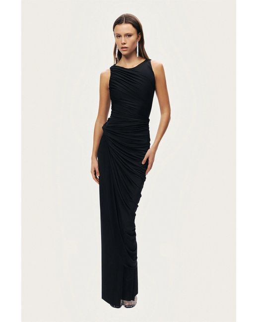 Nocturne Black Draped Sleeveless Maxi Dress