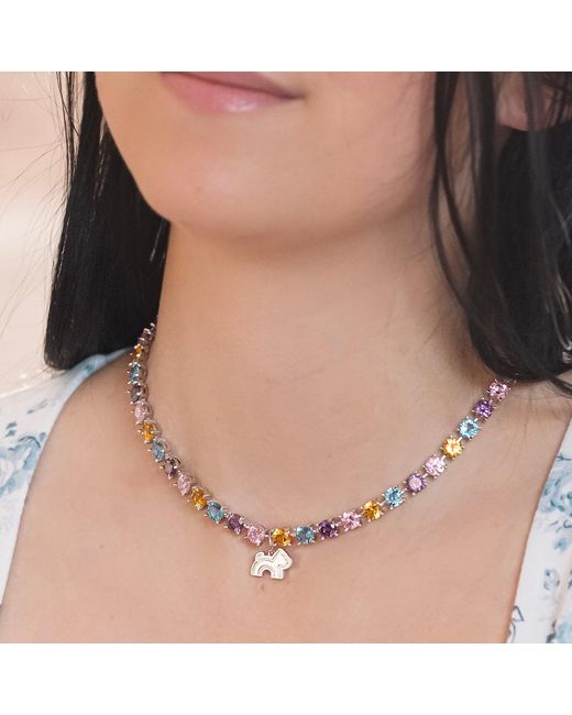 Cloud Haven Metallic Cz Logo Pendant Necklace