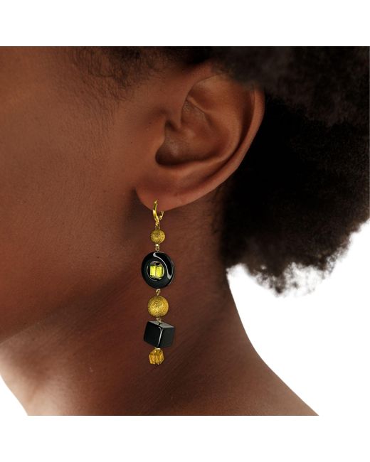 Jaredjamin Black Cubism Leverback Drop Earrings