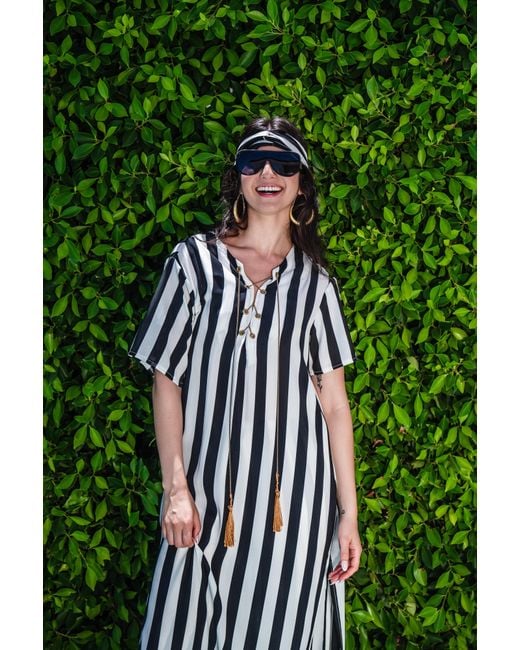 Jennafer Grace Black Corsaire Stripe Tunic & Palazzo Set