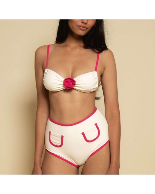 Montce Pink Neutrals Cream Raspberry Binded Polly Bikini Bottom
