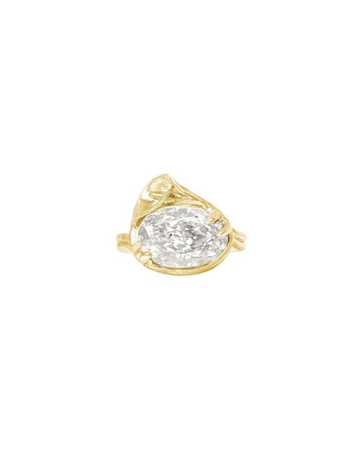 Agora Jewellery Metallic Calla Swarovski Stone Plated Ring