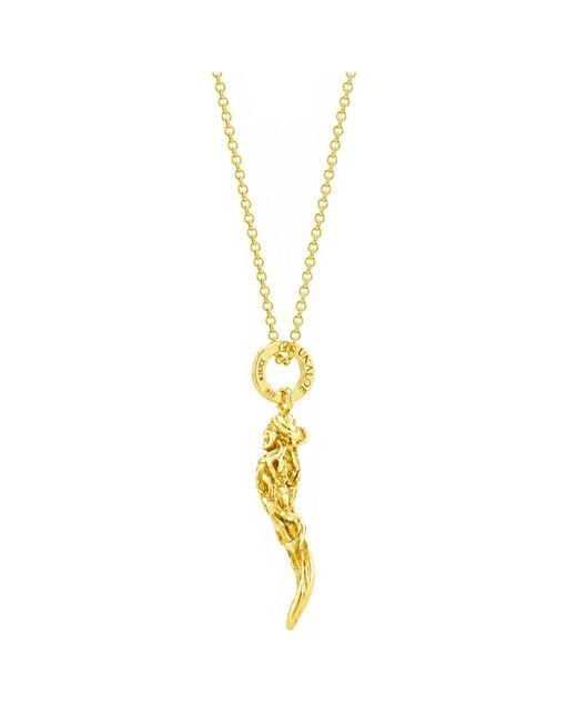 Unaloe Metallic Plated Sterling Blindfold Goddess Italian Horn Pendant Necklace