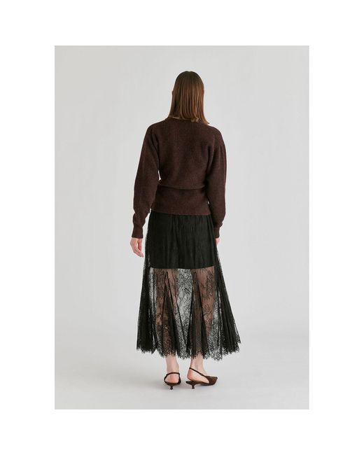 Paisie Black Two-Piece Lace Skirt With Godet Paneling