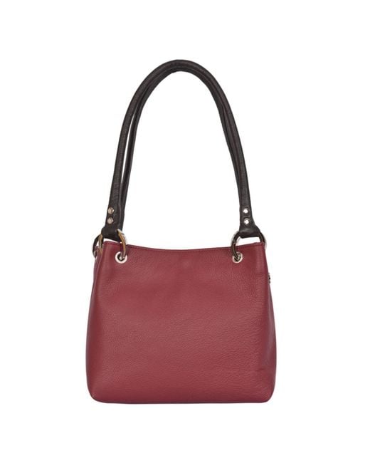 Owen Barry Red Shoulder Bag Malbec Pepsi Leather