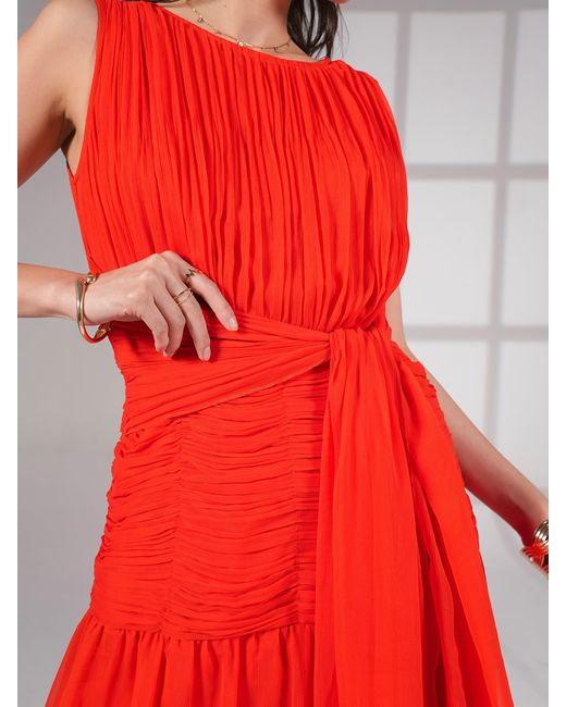 Rose & Nancy Red Amy Drape Tie Waist Maxi Dress