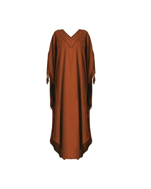 Zhenabia Brown Boho Kaftan Summer Maxi Dress