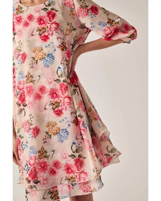 James Lakeland White Print Flower Wave Hem Dress