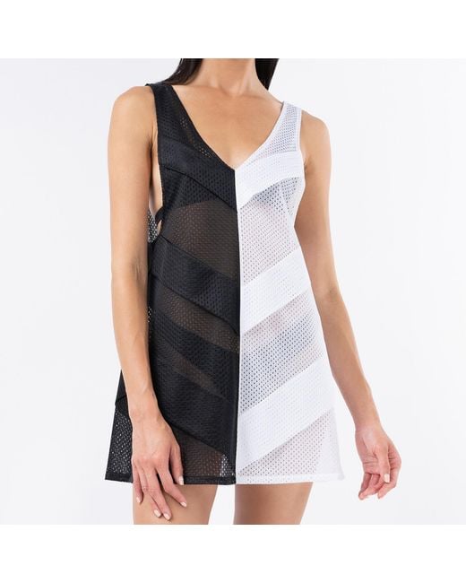 Kim Foley Black Chevron Beach Cover-Up Athletic Mesh Dress