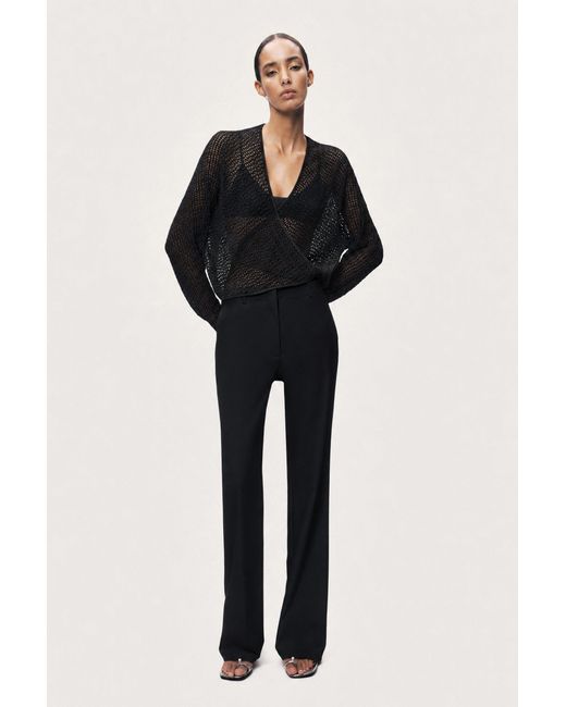 Nocturne Black Wrap Mesh Blouse