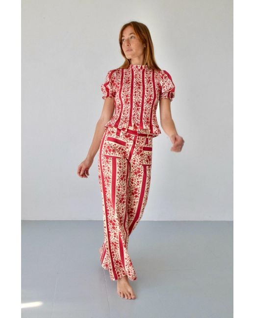 Mind Traveler Red Valeria Floral Jeans