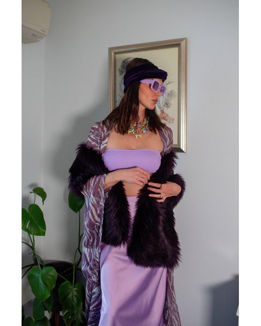Jennafer Grace Black Shadow Amethyst Faux Fur Shawl