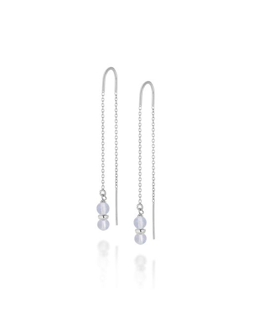 Nellou Jewellery White Fall Birthstone Earrings March Aquamarine Sterling