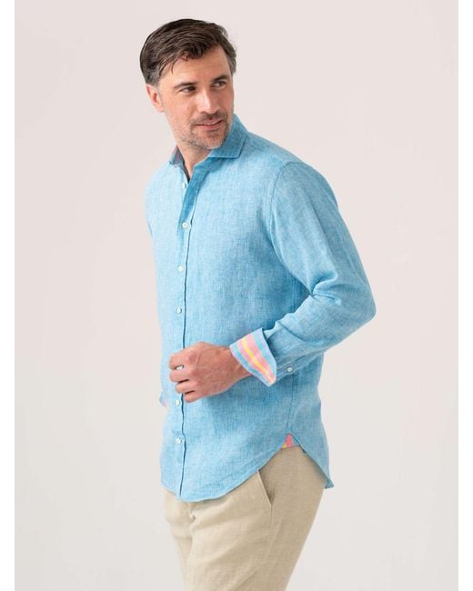 Koy Clothing Blue Linen Shirt for men