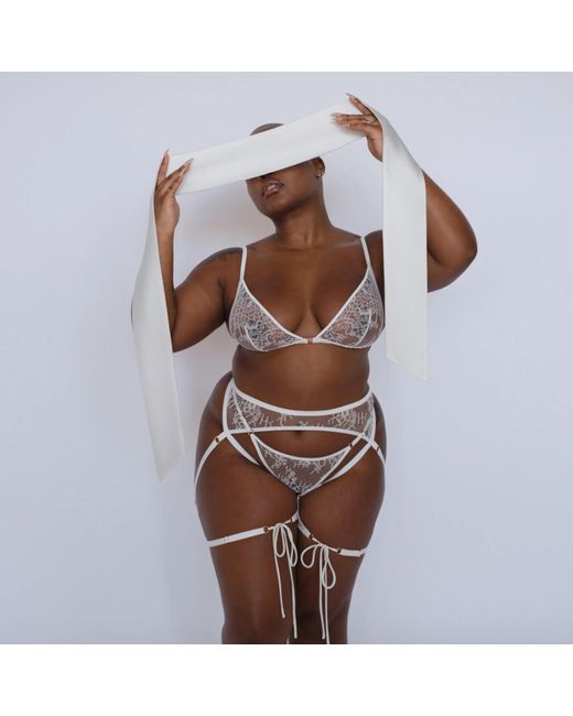 MONIQUE MORIN LINGERIE White Moonstruck Lace Harness Crystal