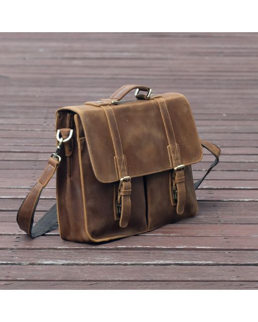 Touri Brown Genuine Leather Laptop Messenger