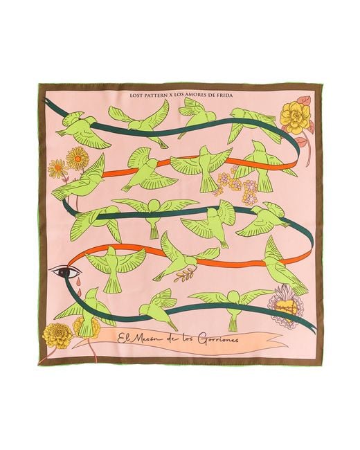 Lost Pattern Green Frida X Lost Pattern House Of Frida Silk Bandana Scarf