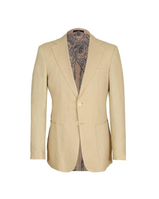 DAVID WEJ Natural Neutrals Hugo Linen Single Breasted Blazer for men