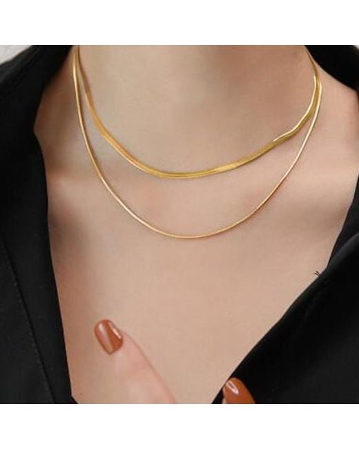 Elk & Bloom Metallic Double Snake Chain Choker