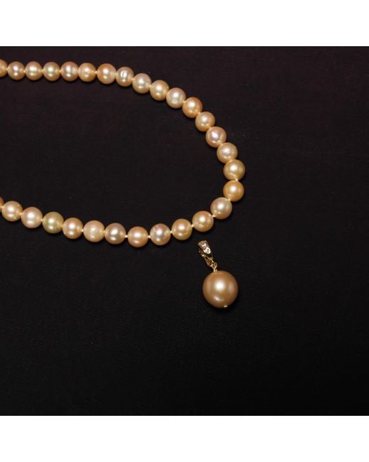 Ninemoo Metallic Belle Bow Signature Pearl Necklace