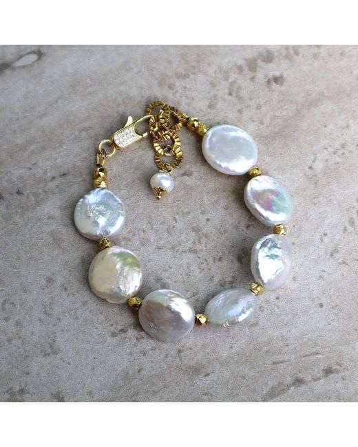Mineralgems•Studio Metallic Bracelet With Flat Pearls