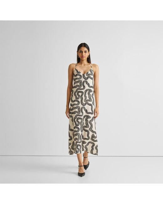 REISTOR Metallic Midi Slip Crepe Dress