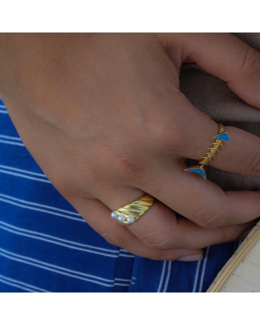 1610Istanbul Metallic Istanbulite Prinkipo Pearl Ring