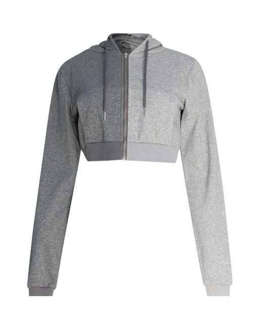 Circular Path Gray Two Tone Crop Hoodie