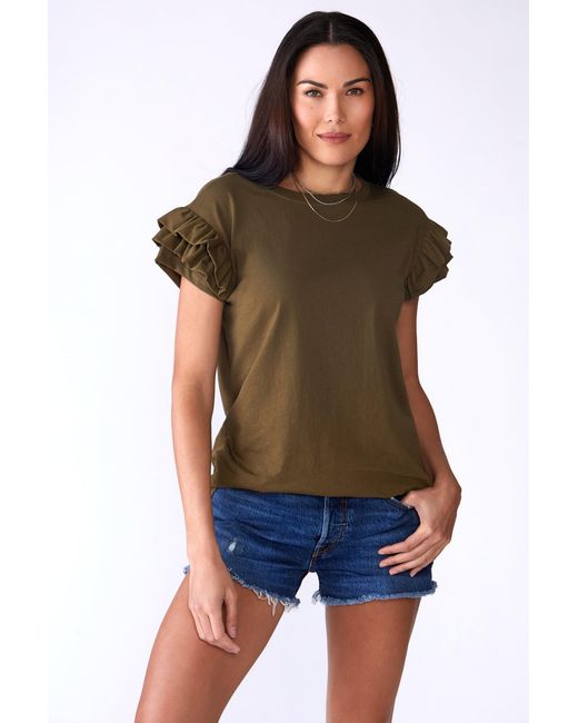 LOVETRUST Green Ella Ruffle Sleeve Tee