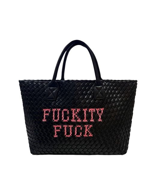 Lilly Loves Black Fuckity Fuck Embroidered Handbag