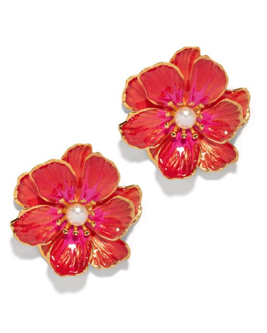 The Pink Reef Red Large Jewel Box Floral Earrings
