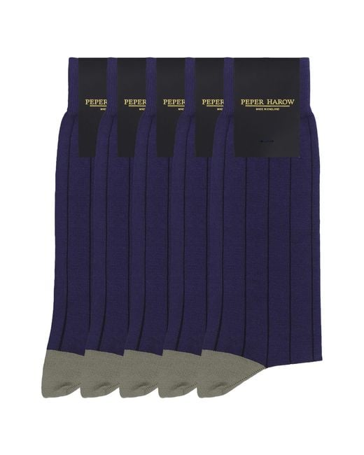 Peper Harow - Made in England Blue Groomsmen's Socks Bundle for men