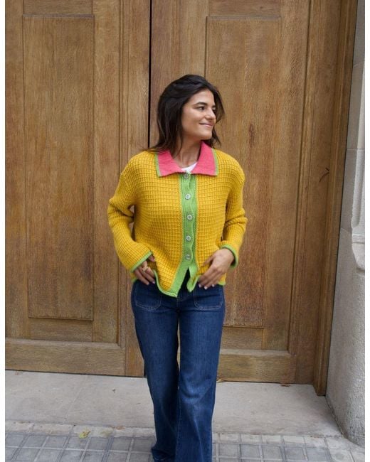 Mind Traveler Yellow Tina Mustard Cotton Cardigan