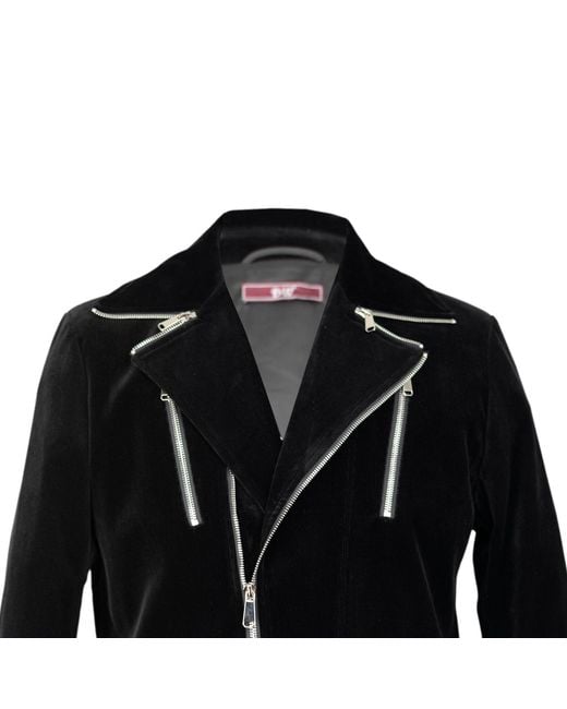 DAVID WEJ Black Washington Corduroy Biker Jacket for men