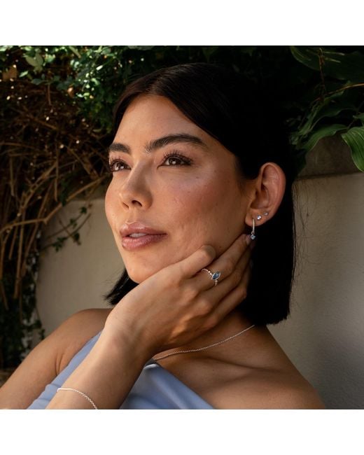 Dower & Hall Metallic Aquamarine Charm On Large Dotty Orissa Hoops