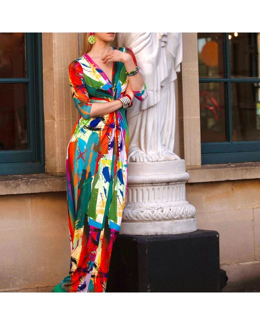 Beatrice von Tresckow Red Brush Stroke Lola Maxi Dress