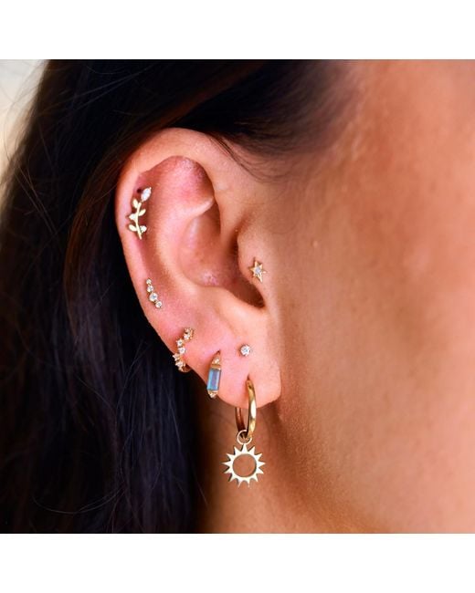 Zohreh White Neutrals Graduated Diamond Curve Flat Back Earring 14K