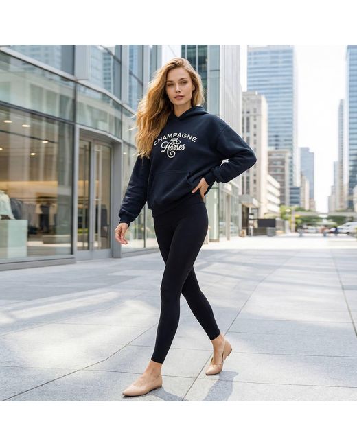 Champagne & Horses Blue The Cocoon Hoodie