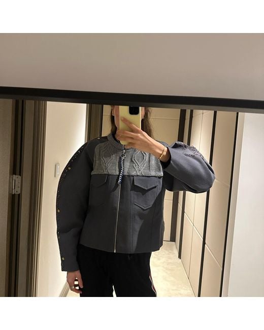 Boutique Kaotique Gray Handmade Indonesian Knitted Bomber Jacket
