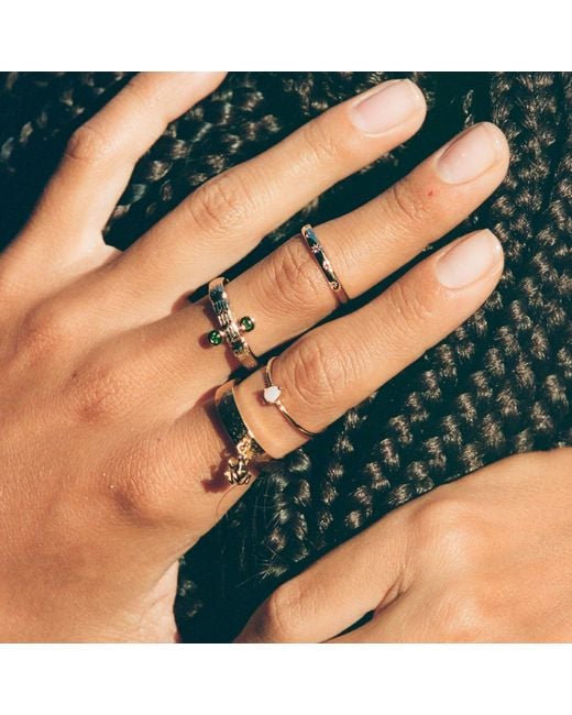 NASI SILVER Metallic Pear Atarah Ring- Opal & Topaz