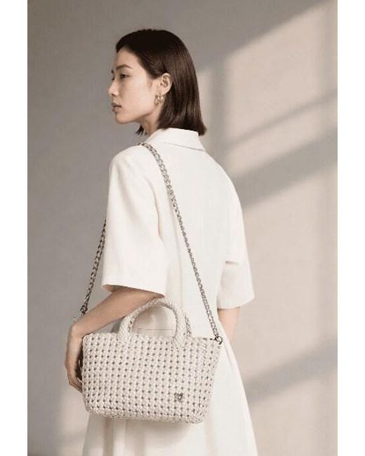 Prenelove Natural Cambridge Small Woven Hand-Knotted Tote