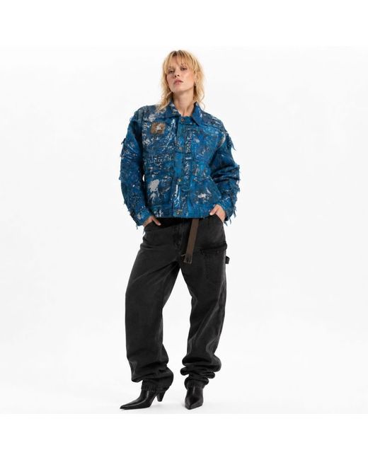 Zasta Studio Blue Wearable Ruins Shredded Denim Colored Shirt E