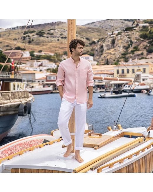 Haris Cotton Gray Linen Pants Marine for men