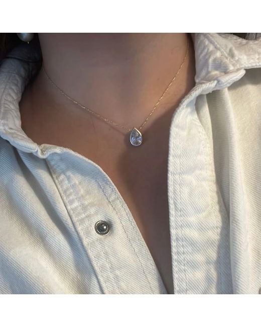 SHYMI Metallic Bezel-Set Solitaire Necklace