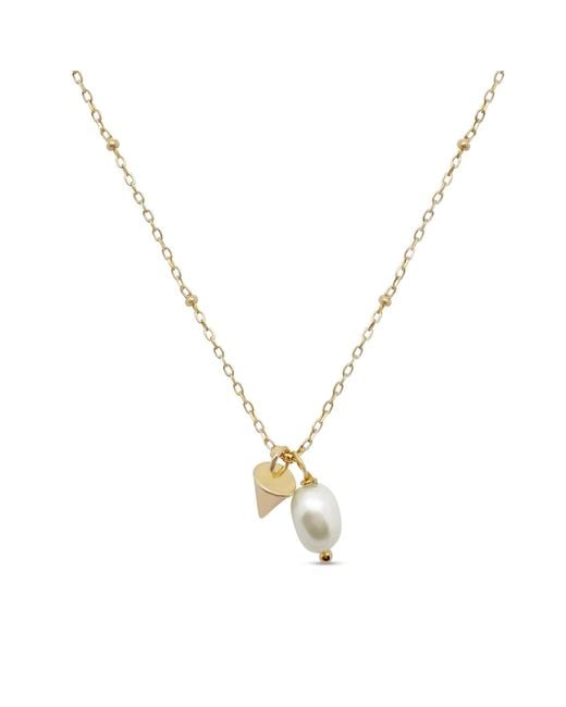 Clemence Wren Metallic Freshwater Pearl Pendant Necklace With Cone Charm