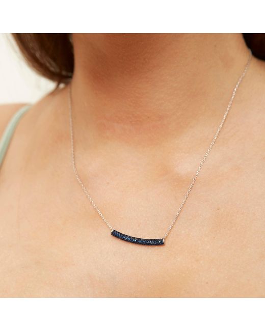 Spero London Blue Sterling Concave Bar Necklace