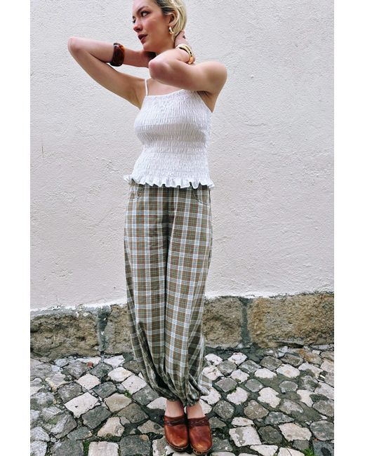 Amy Lynn Brown Esme Check Cotton Balloon Trousers