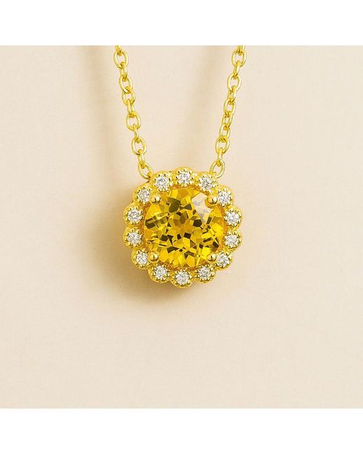 Juvetti Yellow Solen Necklace Set With Sapphire & Diamond